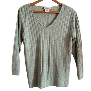 About Face Light Green Sweater Blouse Size Medium